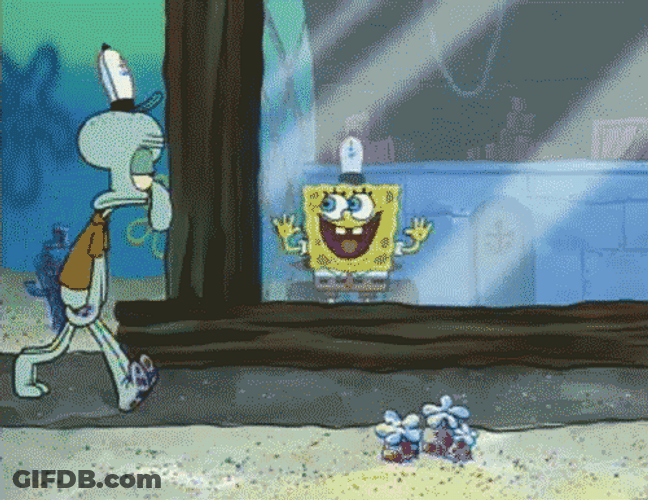 SpongeBob SquarePants And Squidward At Krusty Krab GIF