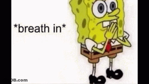 Spongebob Squarepants Covering Mouth Breath In GIF