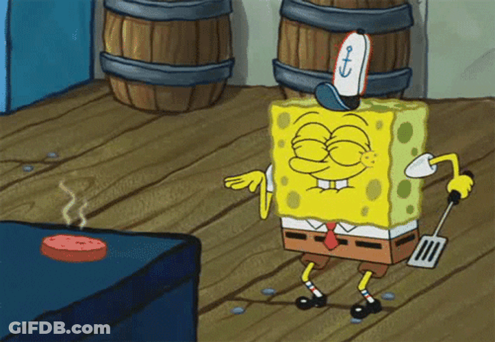 SpongeBob SquarePants Dancing At Krusty Krab Kitchen GIF