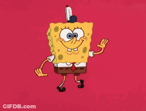 Spongebob Squarepants Dancing On Red Background GIF