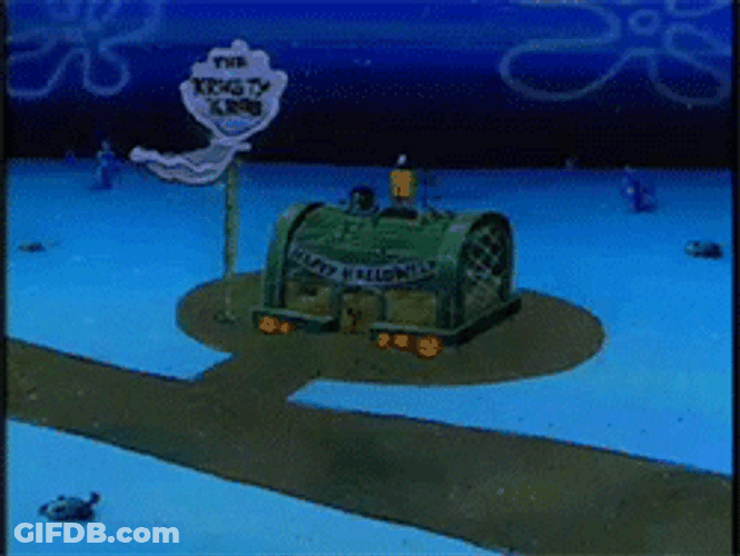 SpongeBob SquarePants Flying From Krusty Krab GIF
