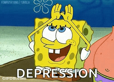 Spongebob Squarepants Funny Face Hands Up Depression GIF