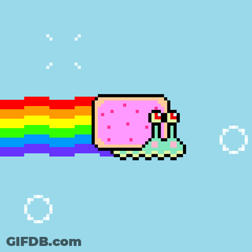 SpongeBob SquarePants Gary As Neon Cat GIF