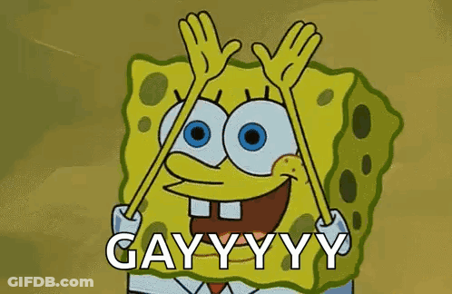 SpongeBob SquarePants Hands Up Saying Gay GIF