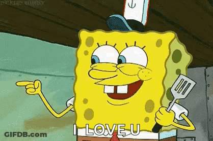 Spongebob Squarepants Holding Spatula Saying I Love U GIF