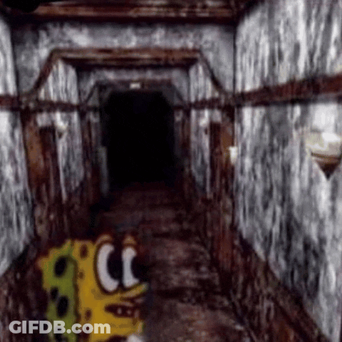 SpongeBob SquarePants In Dark Hallway GIF