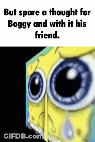Spongebob Squarepants Is Crying And Has A Thought For Boggy And His Friend . GIF