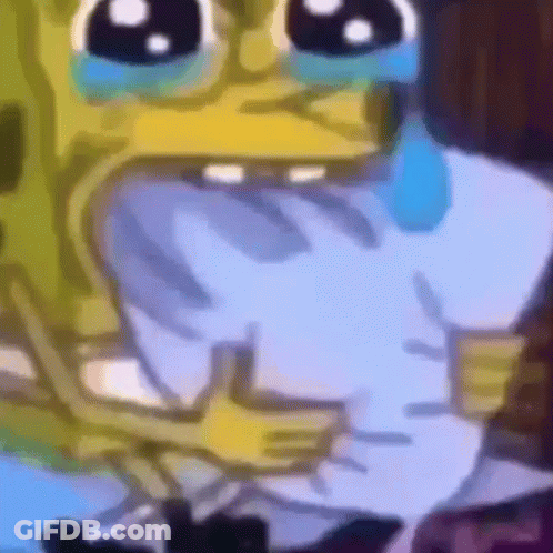 Spongebob Squarepants Is Crying With Tears Running Down His Face While Holding A Piece Of Paper . GIF