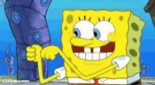 Spongebob Squarepants Is Flexing His Muscles In A Cartoon . GIF