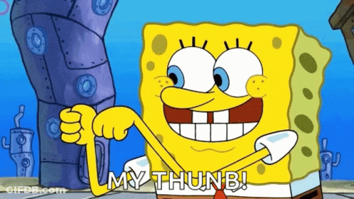 Spongebob Squarepants Is Giving A Thumbs Up And Says My Thumb ! GIF
