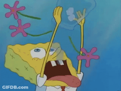 Spongebob Squarepants Is Holding A Glass Of Water In His Hands In The Water . GIF