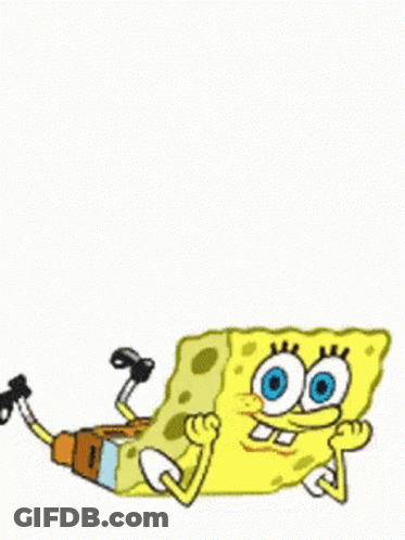 Spongebob Squarepants Is Laying On His Back With His Legs Crossed . GIF