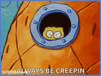 Spongebob Squarepants Is Looking Out Of A Hole In A Spongebob Fish . GIF