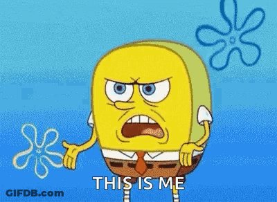 Spongebob Squarepants Is Making A Funny Face While Holding A Flower And Saying `` This Is Me '' . GIF