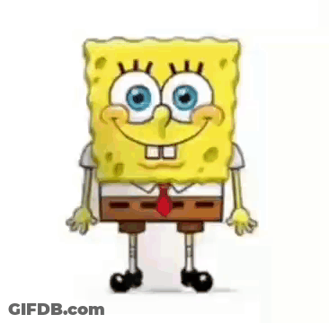 Spongebob Squarepants Is Standing In Front Of A White Wall And Smiling . GIF