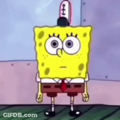 Spongebob Squarepants Is Wearing A Hat And Tie And Looking At The Camera . GIF