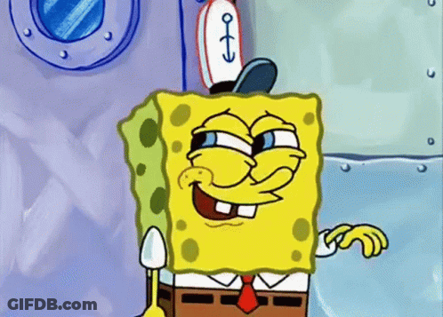 Spongebob Squarepants Is Wearing A Hat With An Anchor On It And Smiling . GIF