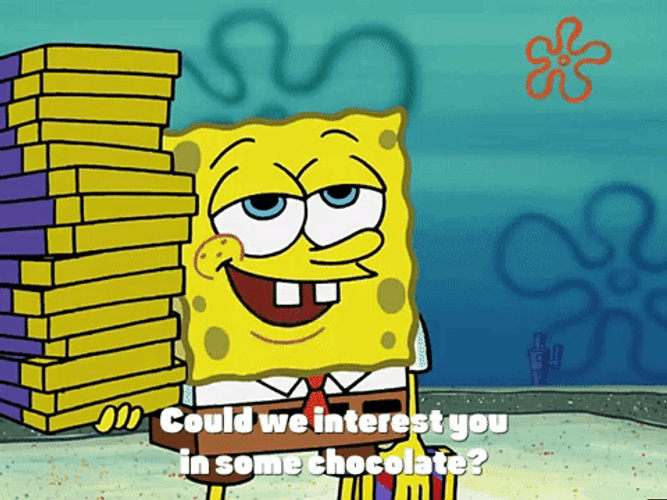 Spongebob Squarepants Offering Chocolate Bars GIF