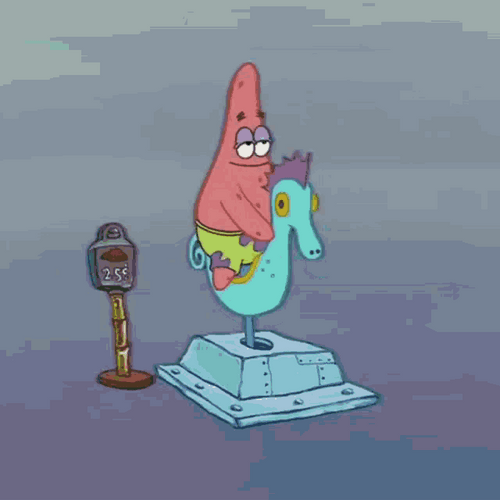 Spongebob Squarepants Patrick Star Riding Mechanical Seahorse GIF