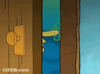 Spongebob Squarepants Peeking Out Of A Door GIF