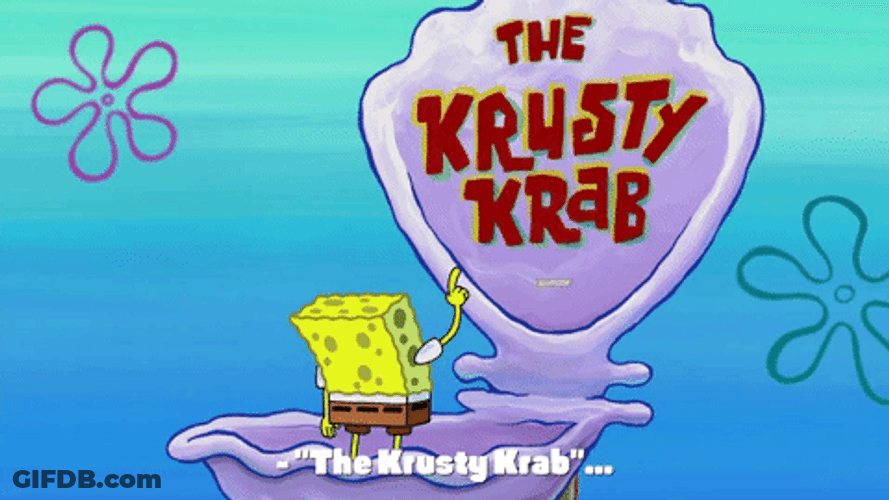 SpongeBob SquarePants Reading Krusty Krab Sign GIF