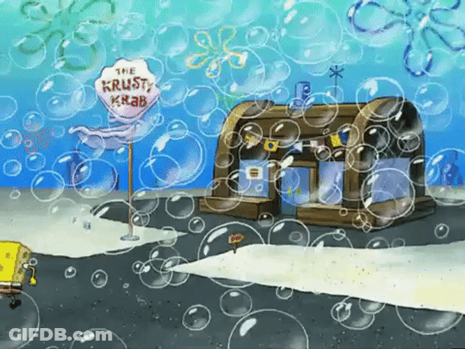 SpongeBob SquarePants Running Toward Krusty Krab GIF