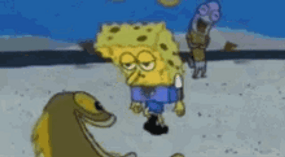 SpongeBob SquarePants Sad And Stooping Down GIF