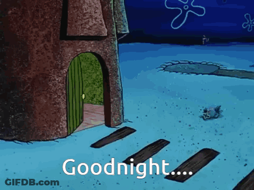 Spongebob Squarepants Says Goodnight In Front Of A House GIF