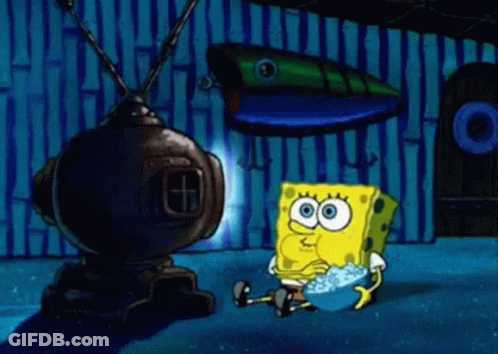 Spongebob Squarepants Sitting In Front Of Television GIF