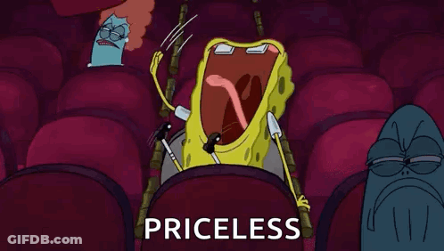 Spongebob Squarepants Sitting In Theater Saying Priceless GIF
