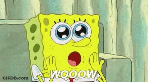 Spongebob Squarepants Sitting On Couch Holding Paper Saying Wooow GIF