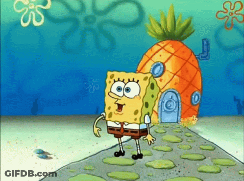 Spongebob Squarepants Standing In Front Of Pineapple House GIF