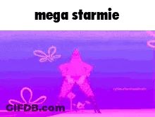 SpongeBob SquarePants Standing In Front Of Purple Background With Purple Star GIF
