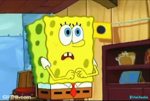 SpongeBob SquarePants Standing In Front Of Shelf GIF