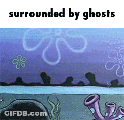 Spongebob Squarepants Surrounded By Ghosts Meme GIF