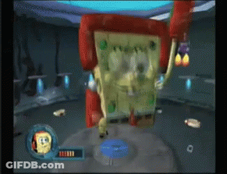 Spongebob Squarepants Video Game On Black Screen GIF