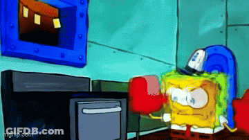 SpongeBob SquarePants Wearing Boxing Glove GIF