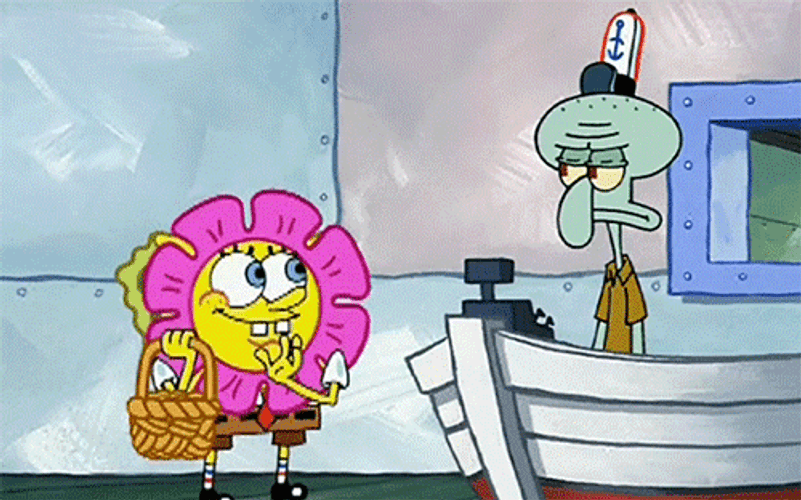 SpongeBob Squidward Flowers GIF