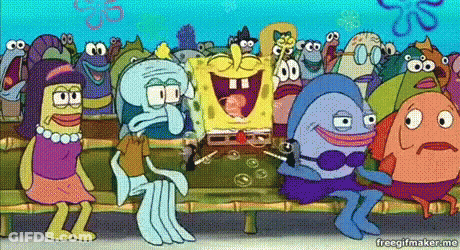 SpongeBob Squidward Patrick Sitting On Bench GIF