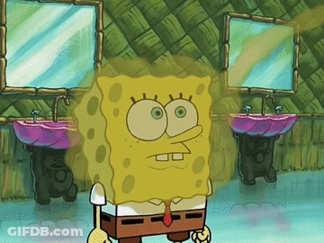 SpongeBob Standing In Front Of Bathroom GIF