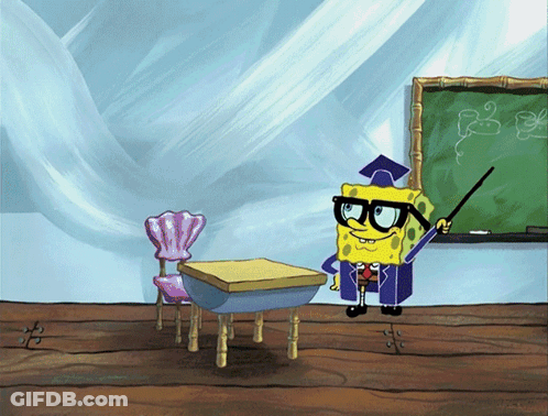 SpongeBob Standing In Front Of Blackboard GIF