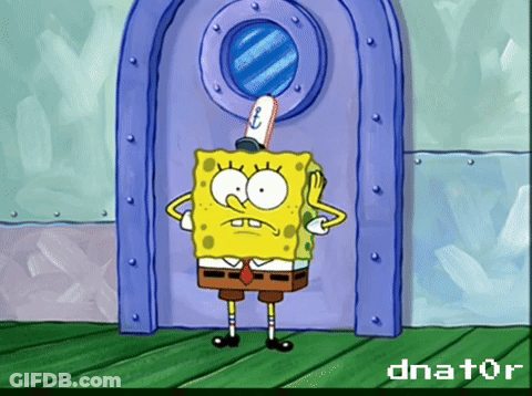 SpongeBob Standing In Front Of Door With Dnator GIF