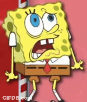 SpongeBob Standing In Front Of Red Wall GIF