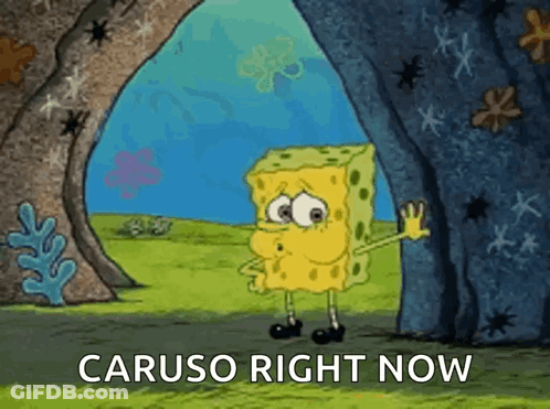 SpongeBob Standing In Front Of Rock Caruso Right Now GIF