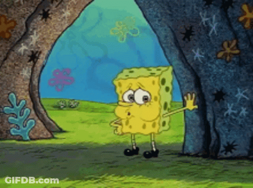 SpongeBob Standing In Front Of Rock GIF