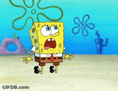 SpongeBob Standing In Sand Mouth Open GIF