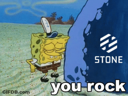 SpongeBob Standing Next To Stone GIF