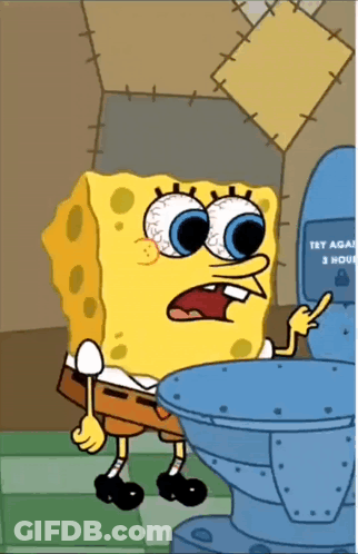 SpongeBob Standing Next To Toilet Saying Tet Again GIF