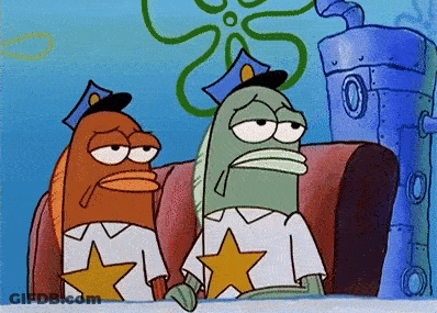 SpongeBob Standing On Rug With Skulls And Rocks GIF