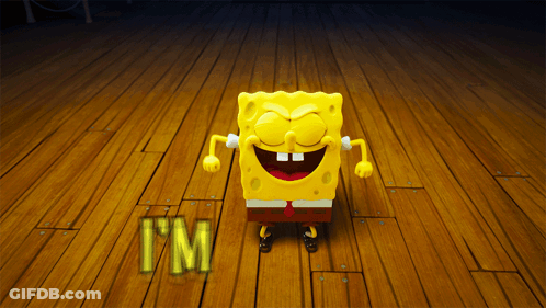 SpongeBob Standing On Wooden Floor Saying I'm GIF